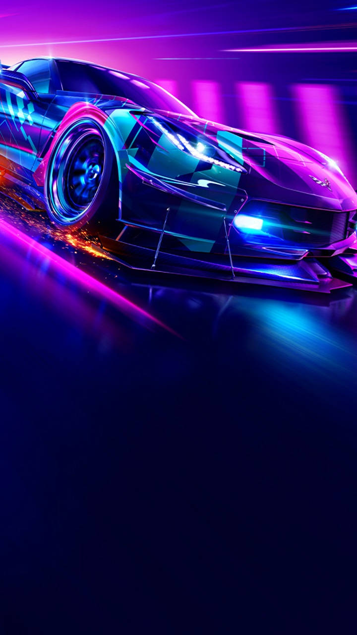 Need For Speed Purple Aesthetic Car In Dark Iphone Wallpaper