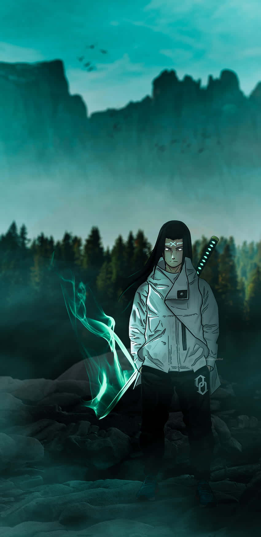 Neji Hyuga Glowing Katana Wallpaper