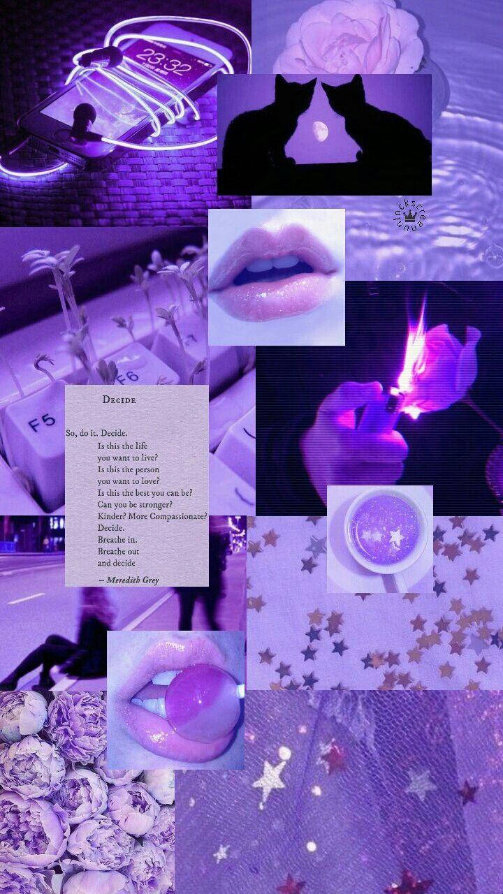 Neon And Pastel Purple Tumblr Collage Wallpaper