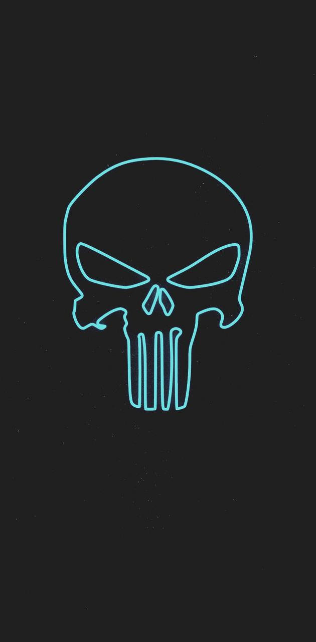 Neon Blue Punisher Skull Wallpaper