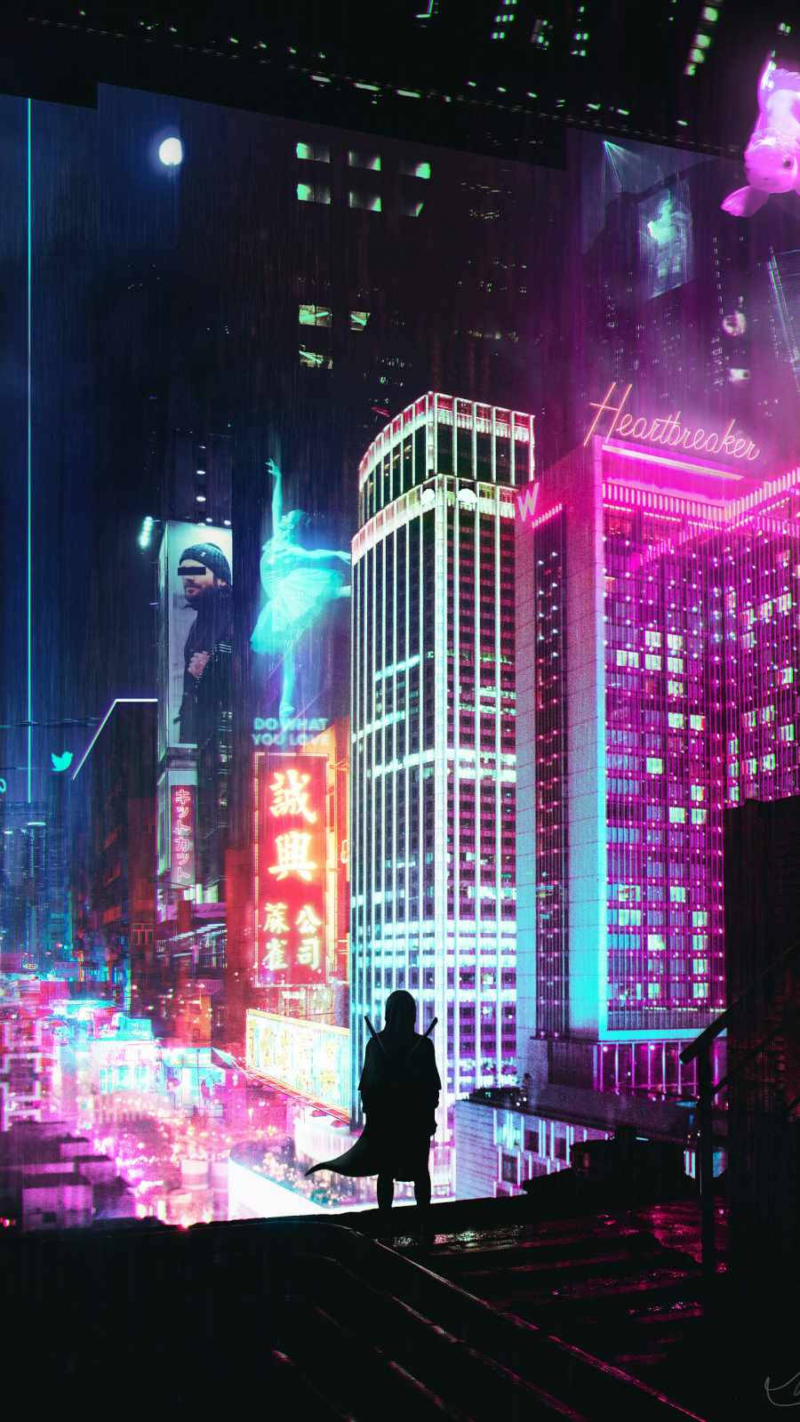 Neon City Lights Cyberpunk Iphone X Wallpaper