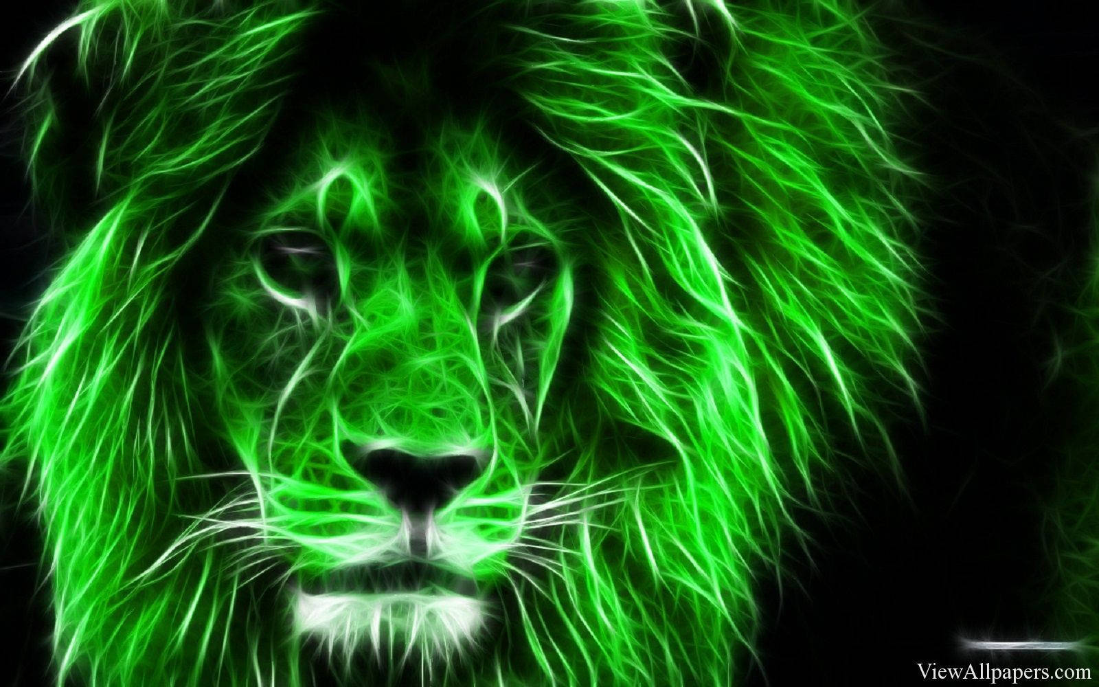 Neon Green 3d Lion Head Wallpaper