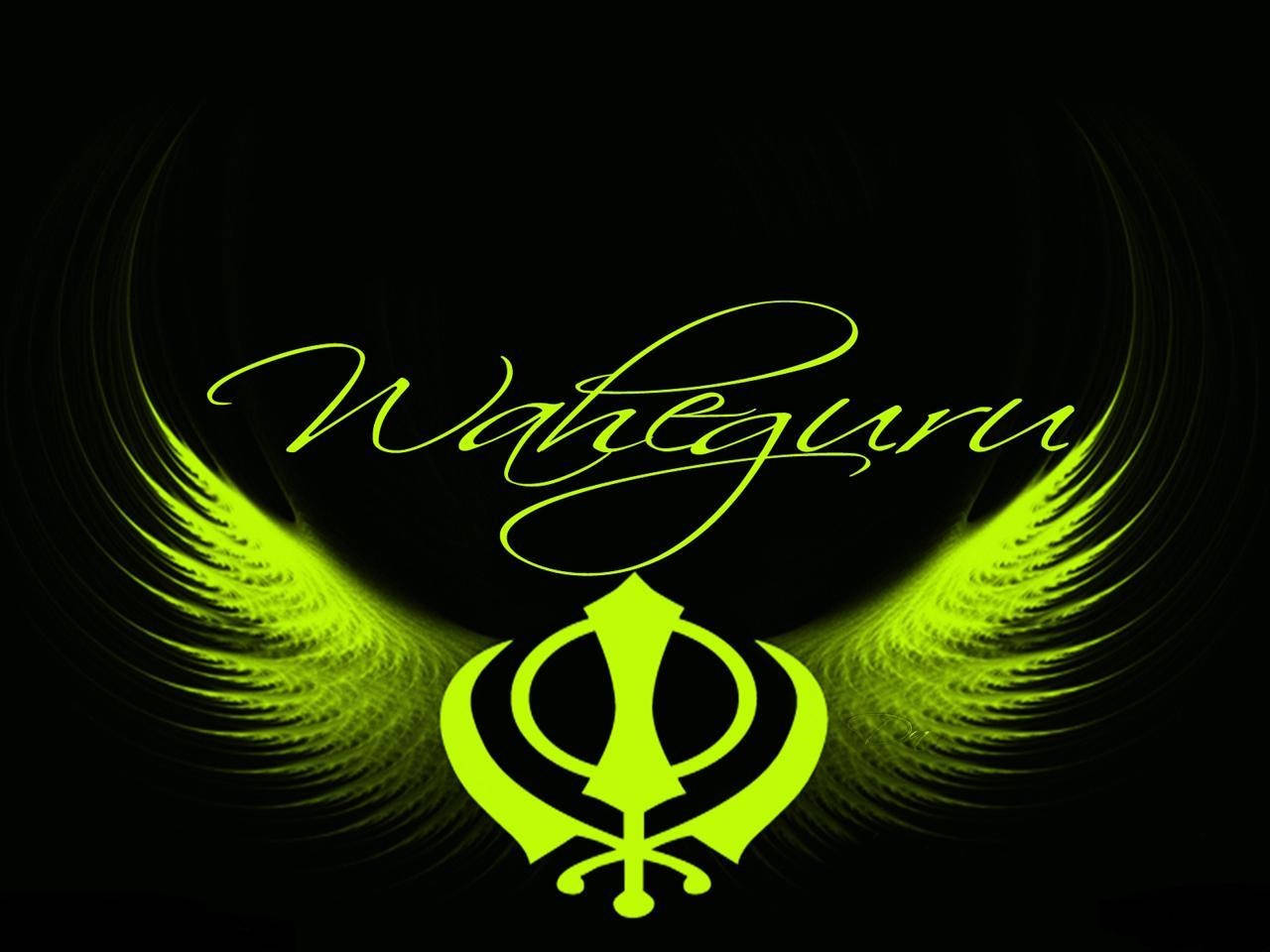Neon Green Sikhism Symbol Waheguru Wallpaper