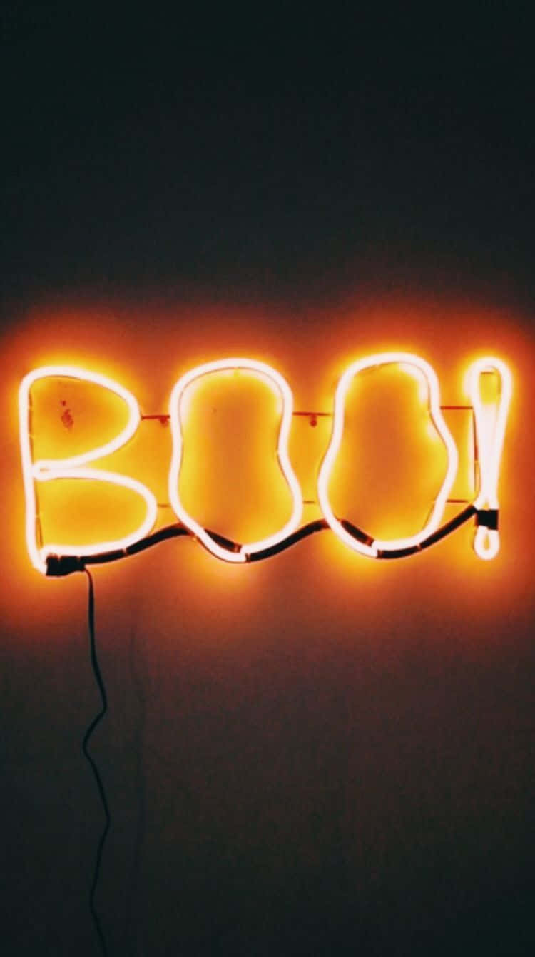 Neon Halloween Boo Sign Wallpaper