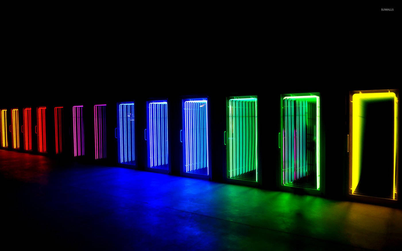 Neon Light Doors Wallpaper