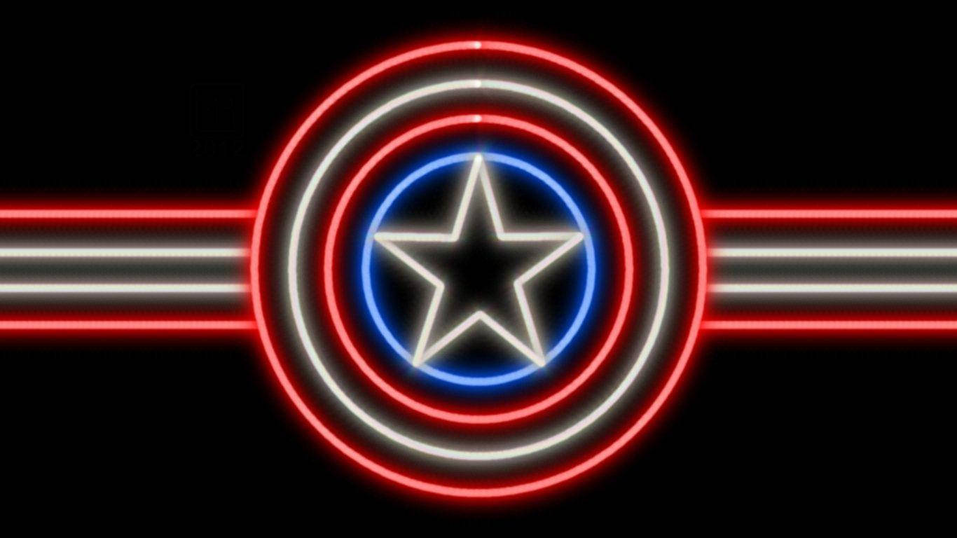 Neon Lights Of Captain America Shield Wallpaper