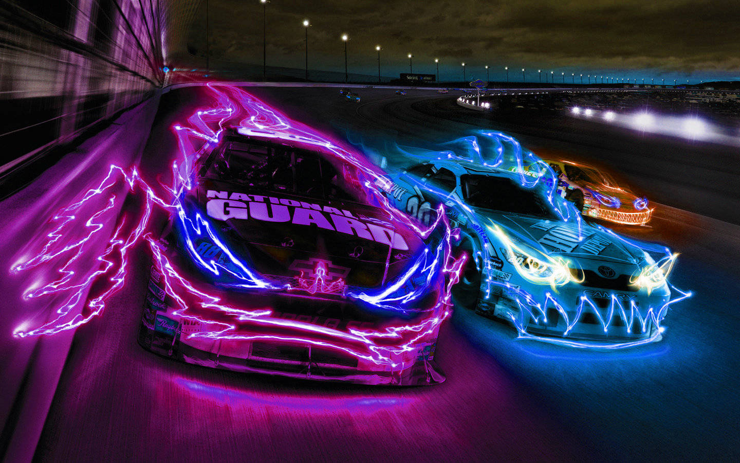 Neon Lights On Cool Cars Wallpaper