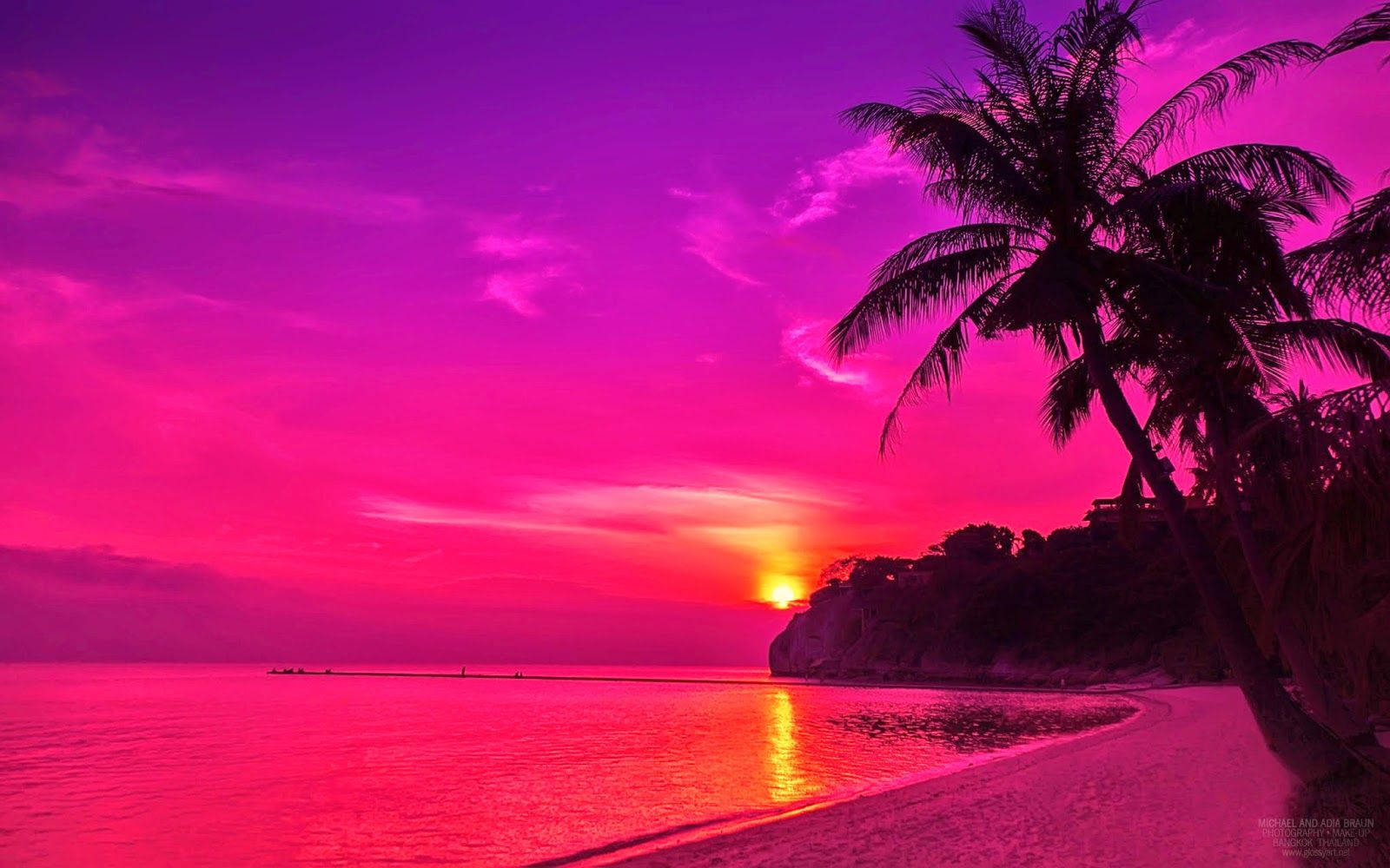 Neon Pink Sunset Wallpaper