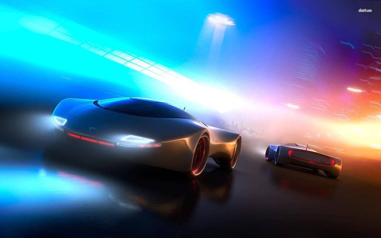 Neon Racing Car Wallpaper