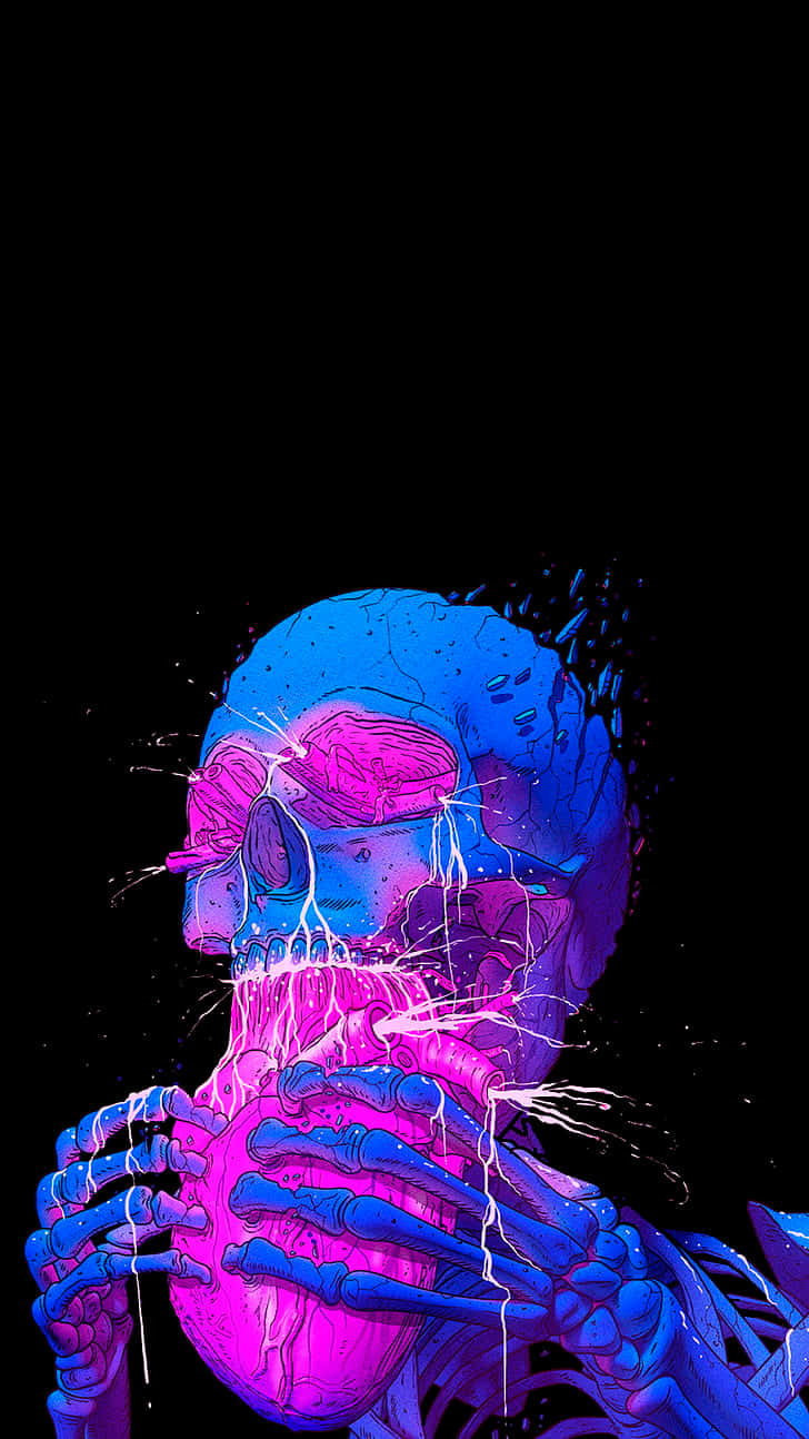 Neon Skeleton Super Amoled Display Wallpaper