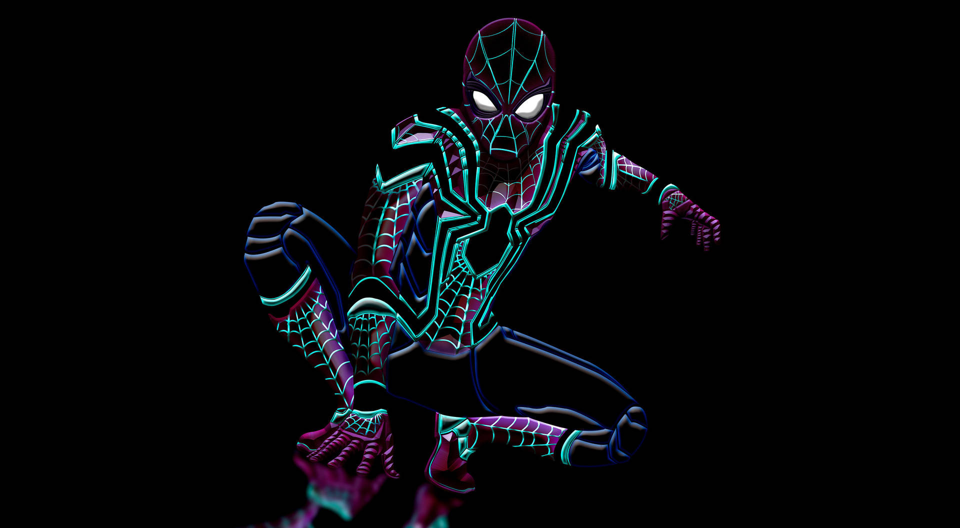 Download free Neon Spiderman - A Vibrant Interpretation In Black Art  Wallpaper - MrWallpaper.com