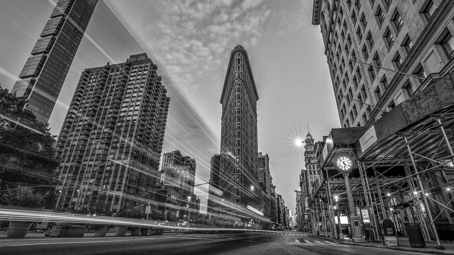 New York Black And White Flatiron View Wallpaper