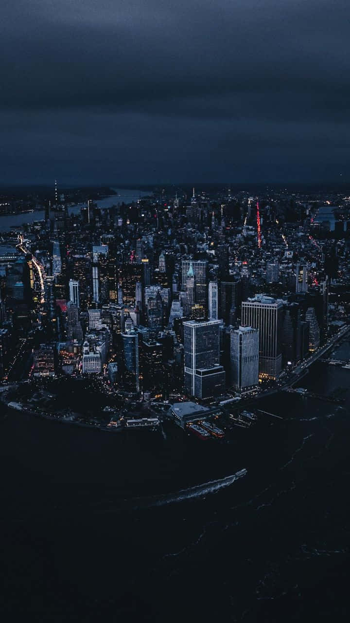 New York City Night Darkness Iphone Wallpaper