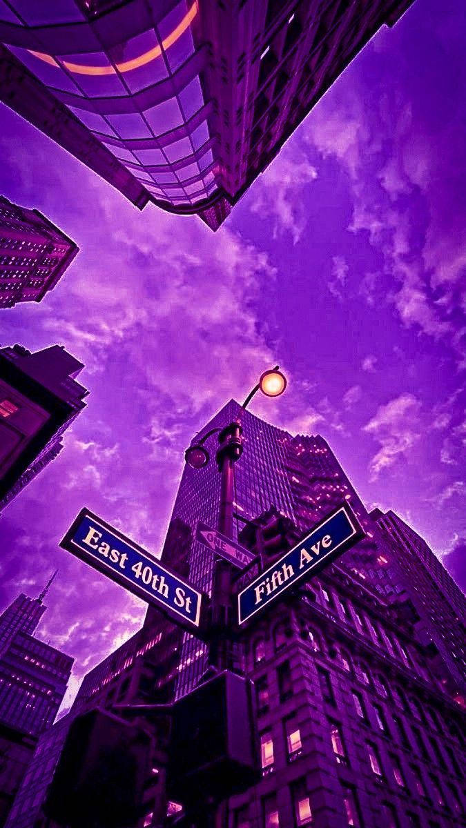 New York Sky Neon Purple Iphone Wallpaper