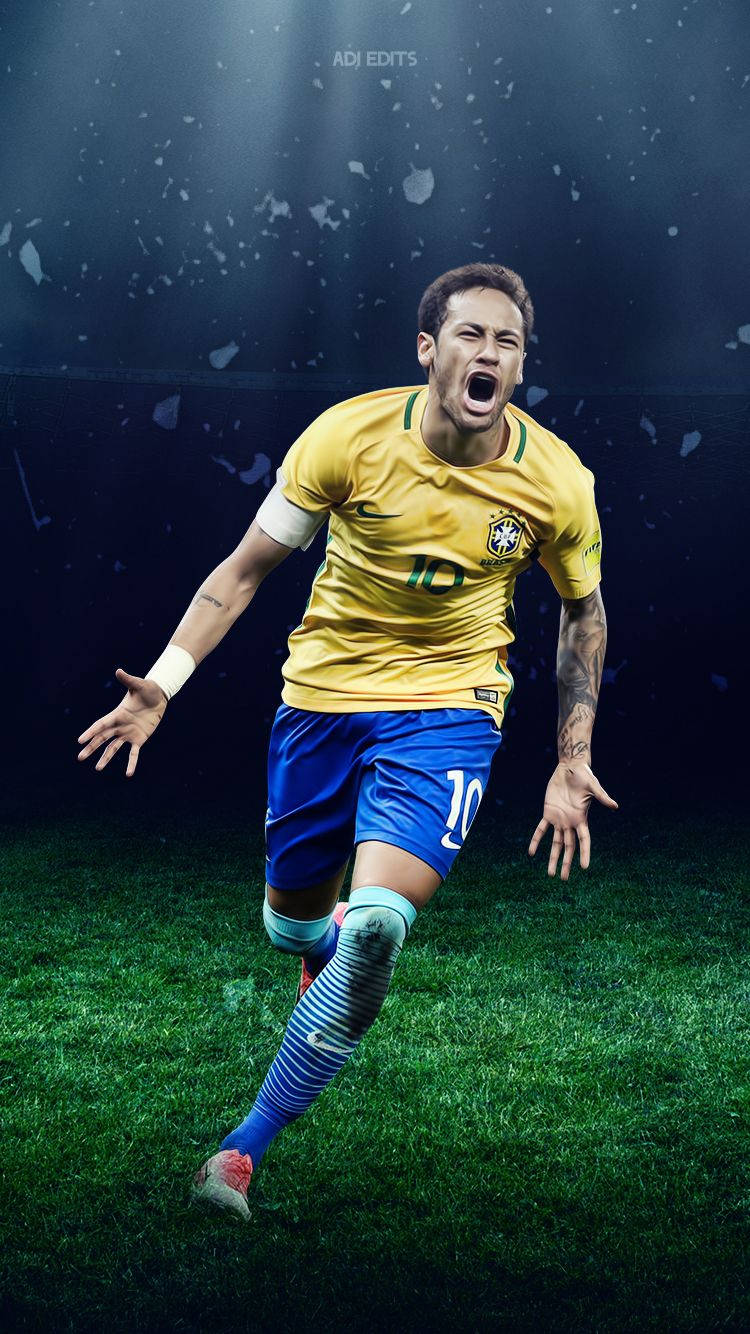 Neymar Spills On The Pitch, Dribbling Through Defenders. Wallpaper