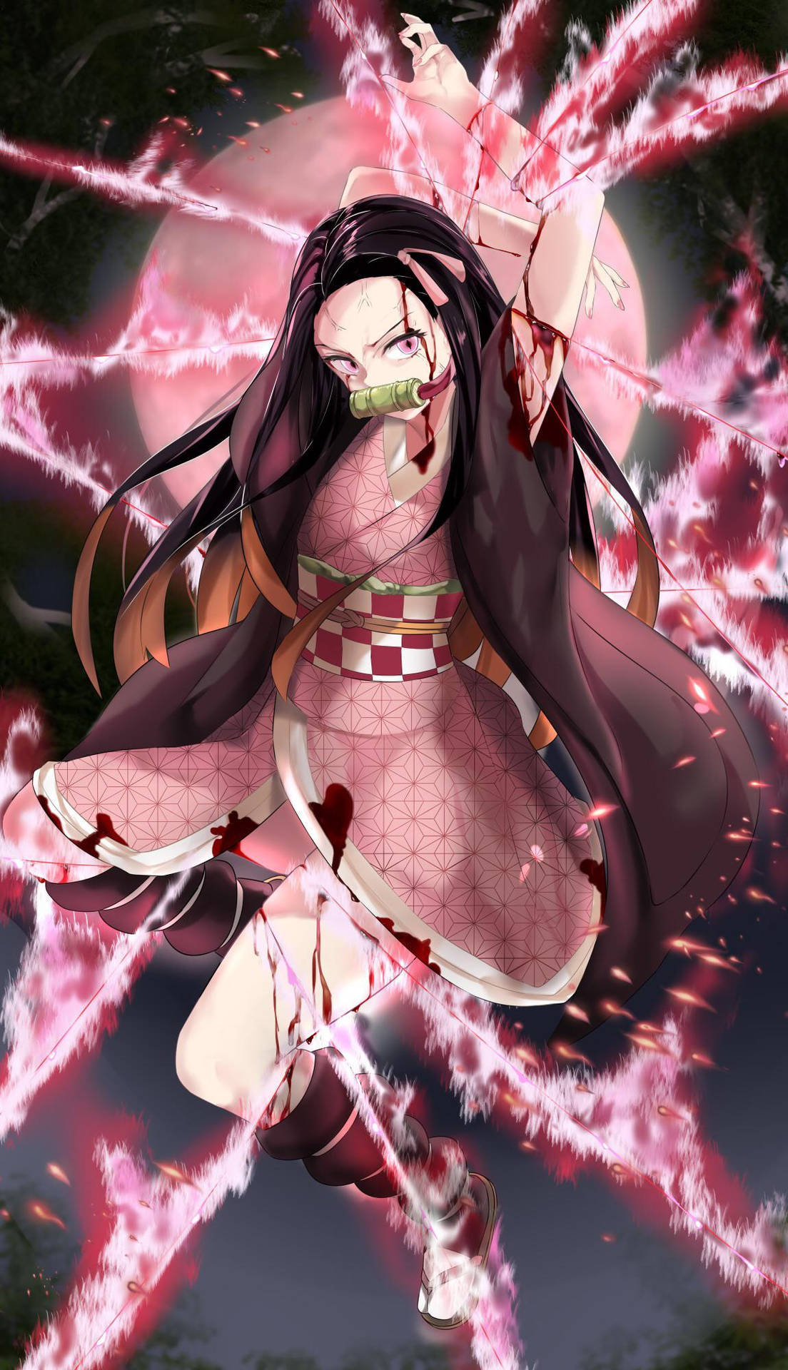 Download free Nezuko Phone Flames Wallpaper - MrWallpaper.com