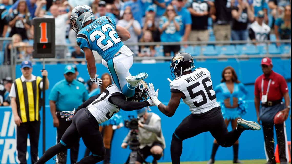 Nfl Carolina Panthers Running Back Christian Mccaffrey Wallpaper