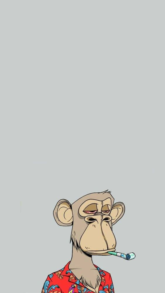 Nft Monkey Smoking Gray Wallpaper