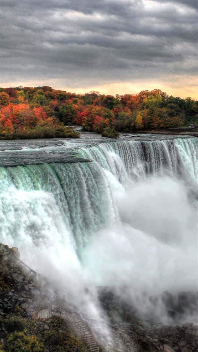 Niagara Falls Canada With Stormy Sky Wallpaper