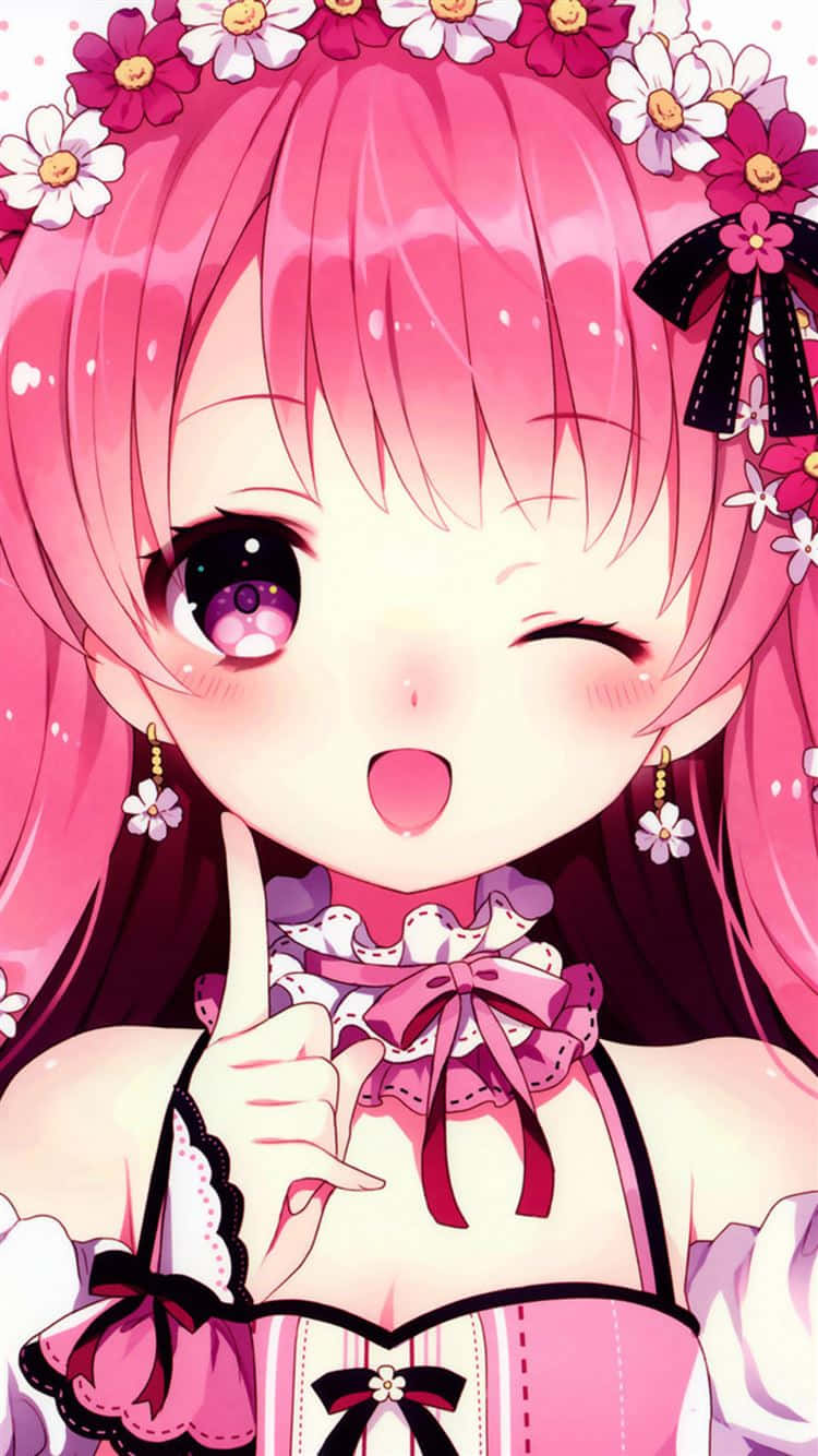 Nice Anime Pink Cute Girl Wallpaper