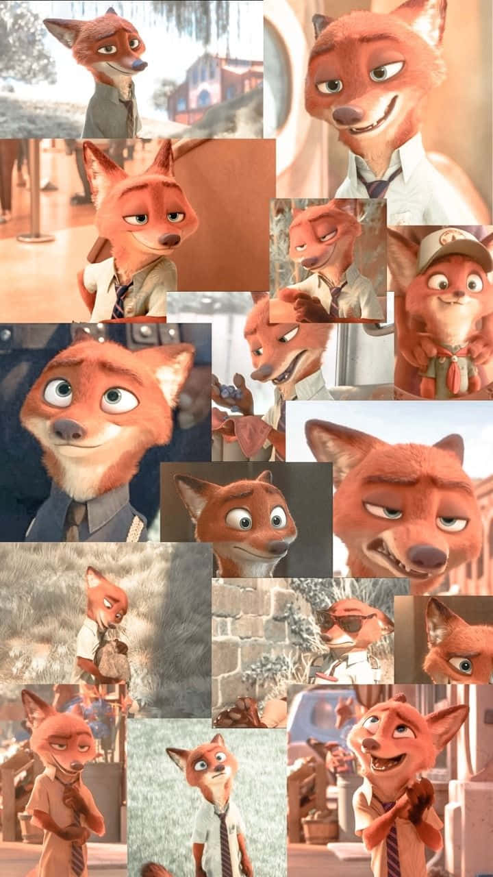 Nick Wilde Expressions Collage Wallpaper