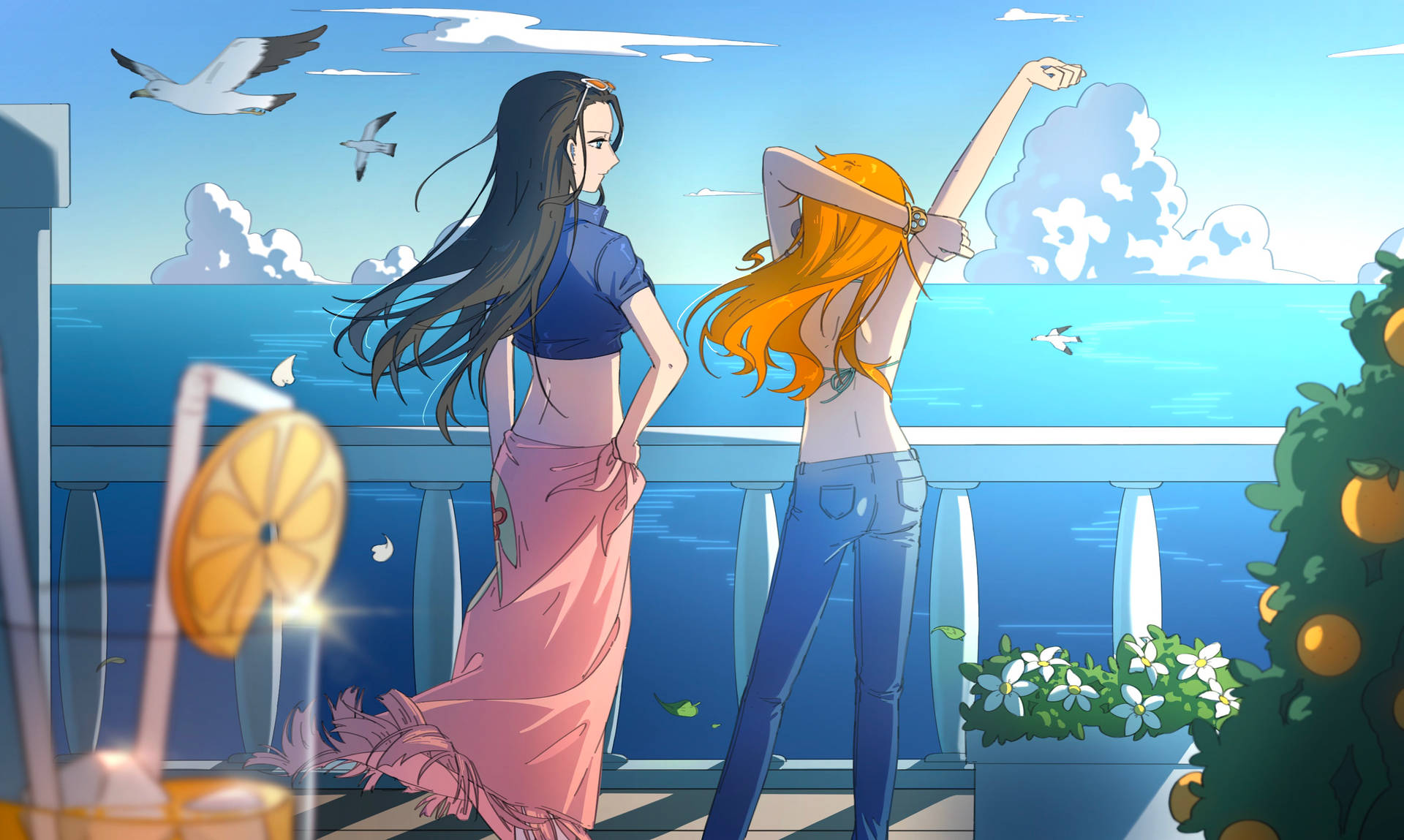 Download free Nico Robin One Piece With Nami By The Sea Wallpaper -  MrWallpaper.com