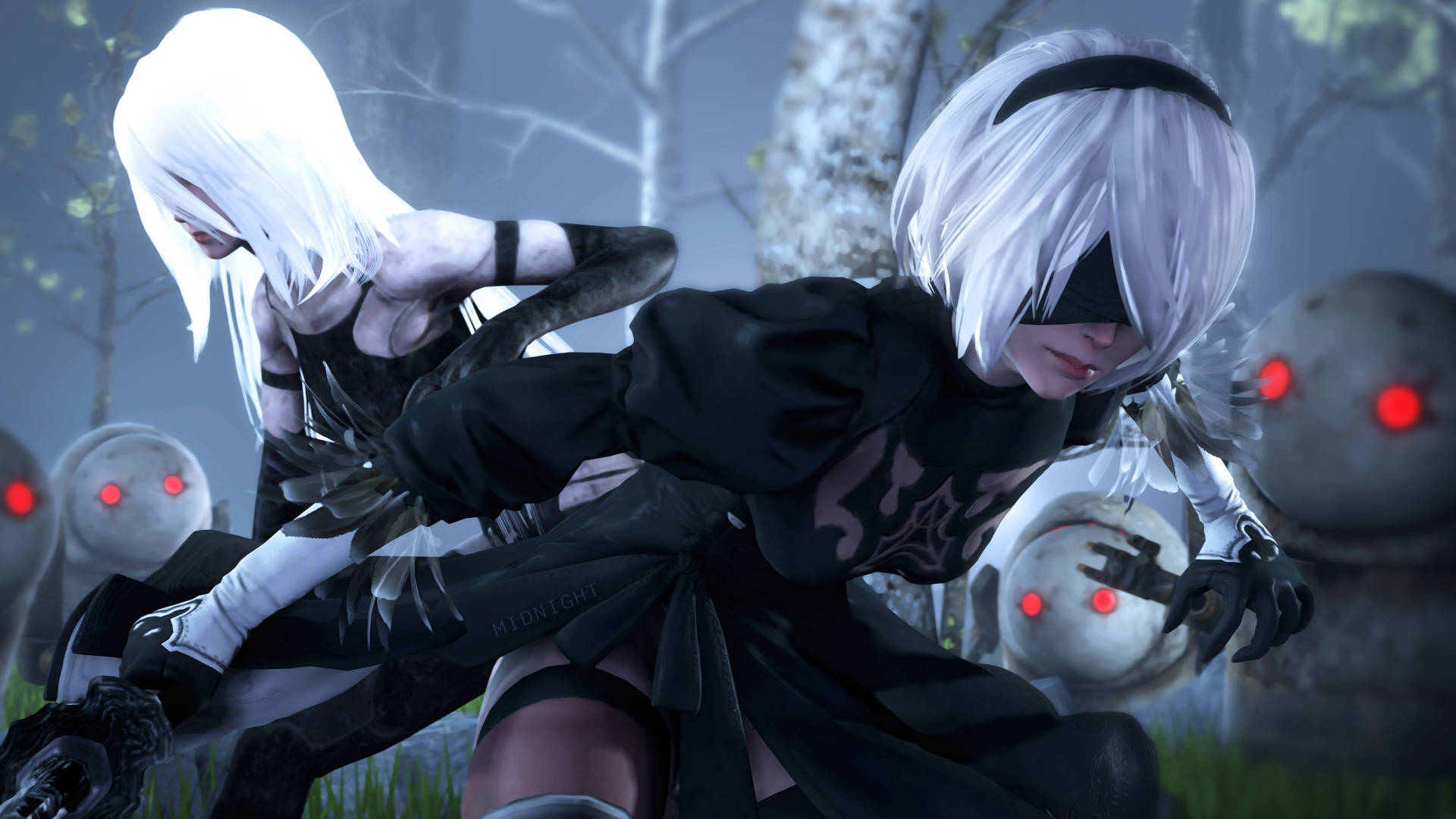 Download free Nier Automata Girls Vs Machines Wallpaper - MrWallpaper.com