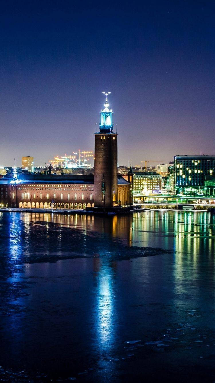 Nighttime Stockholm City Hall Portrait Wallpaper