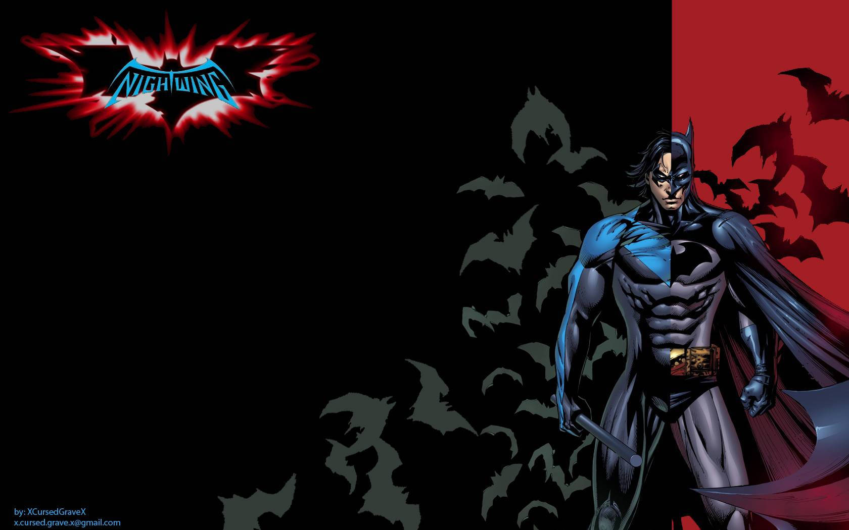Nightwing And Batman Collage Art Wallpaper