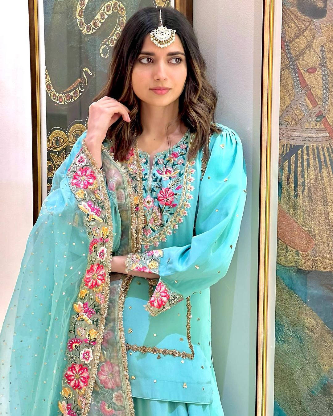 Nimrat Khaira In Teal Wallpaper