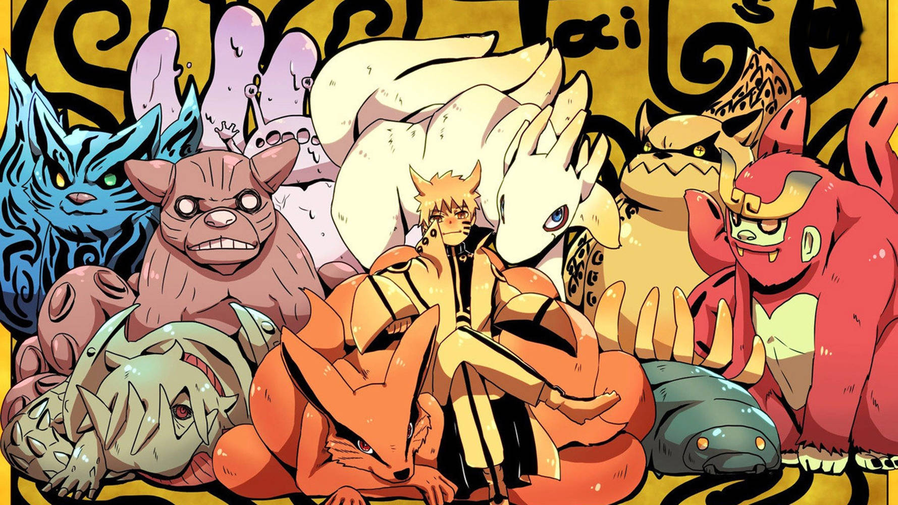 Nine Tailed Beasts In Naruto Laptop Wallpaper