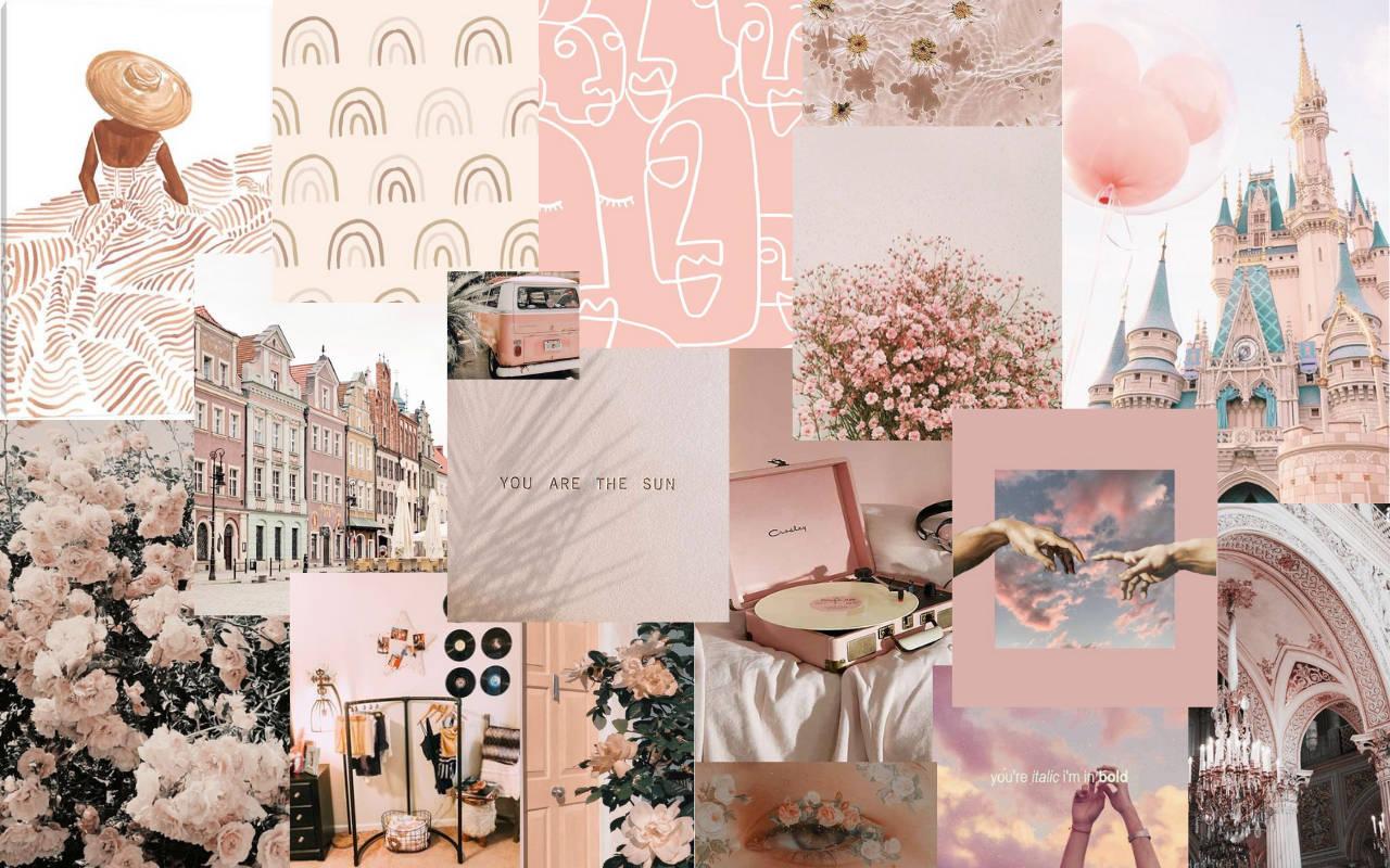 Nude Pink Collage Macbook Pro Aesthetic Wallpaper