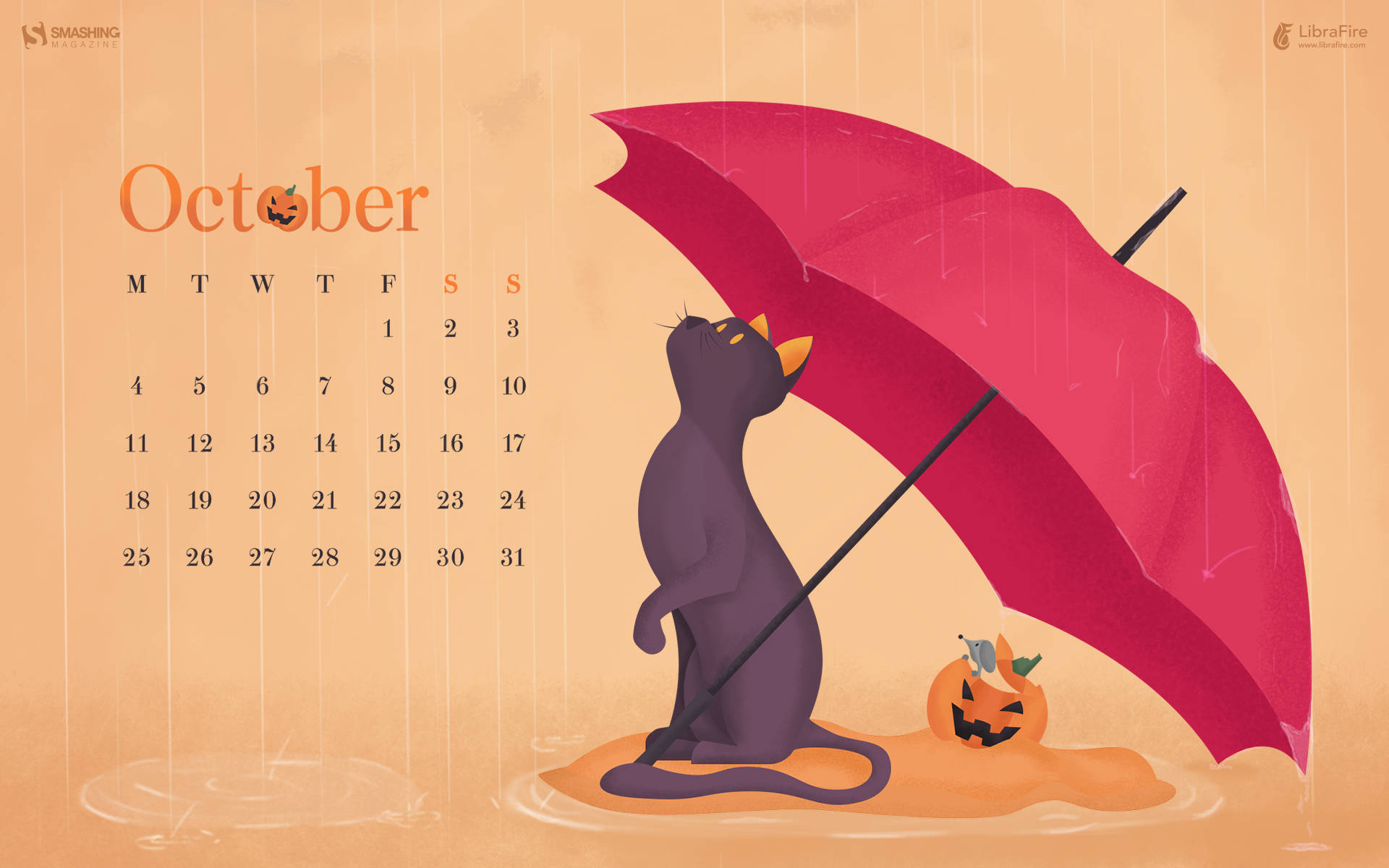 October Cat Calendar Wallpaper Wallpaper