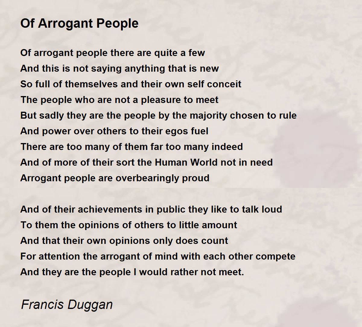 Of Arrogant People By Francis Duggan Wallpaper
