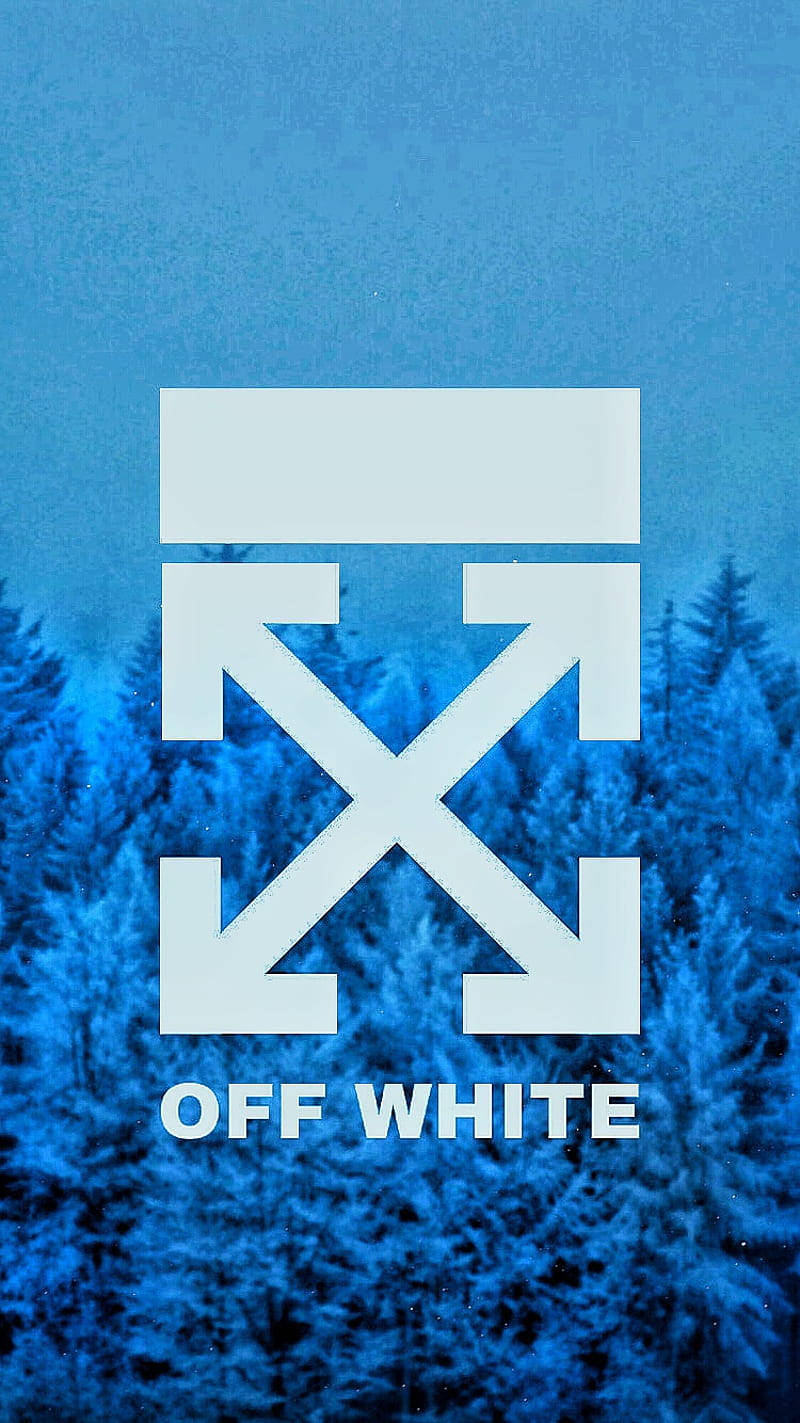 Off White Logo Blue Pine Trees Wallpaper