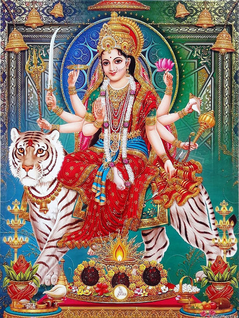 Offerings For The Goddess Durga Devi Wallpaper