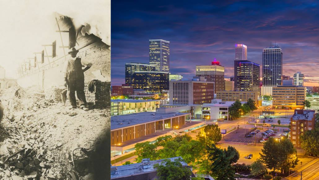 Old And New Tulsa Oklahoma Side-by-side; Wallpaper