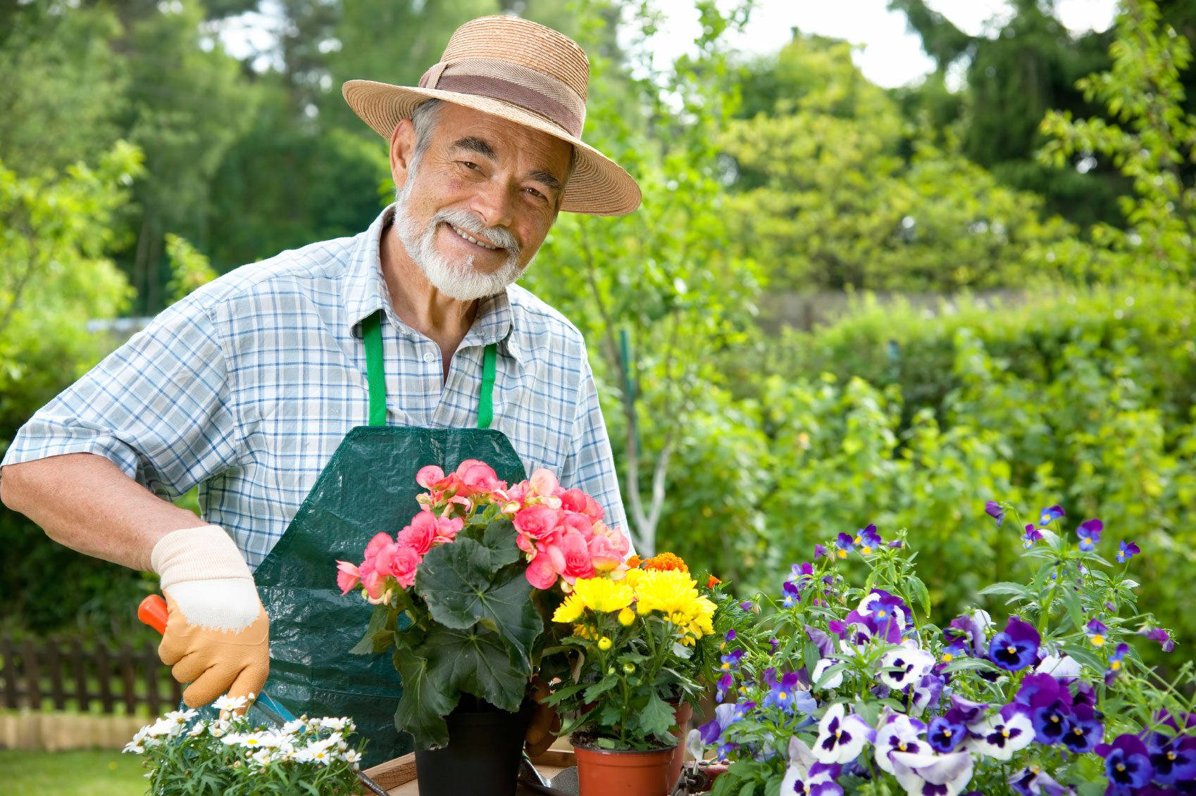 Old Man In Gardening Outfit Wallpaper