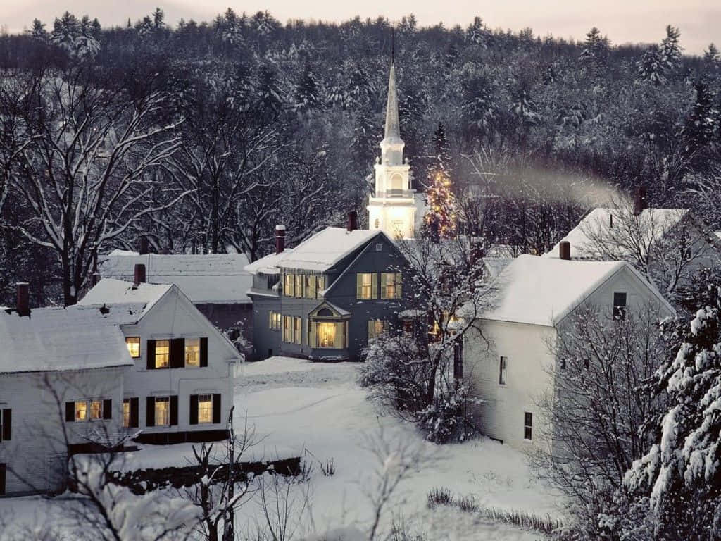 Old Winter Village Wallpaper