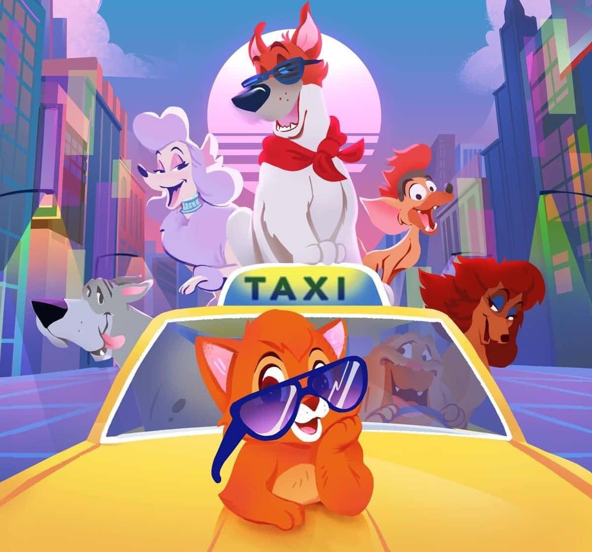 Oliver And Company - A Group Of Animated Animal Friends On An Adventure Wallpaper