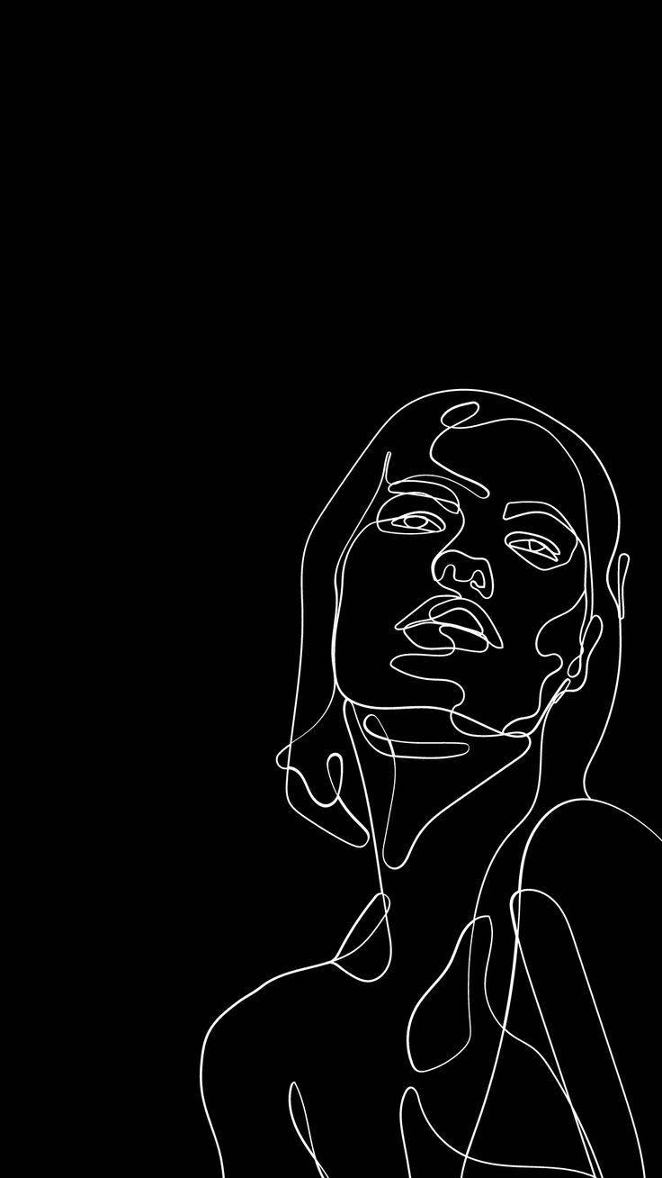 One Line Drawing Woman Staring Wallpaper