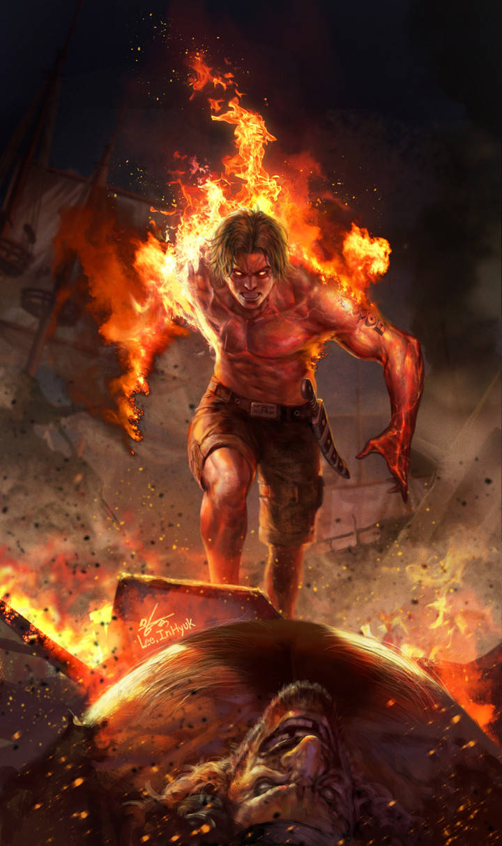 One Piece Ace In Raging Fire Wallpaper