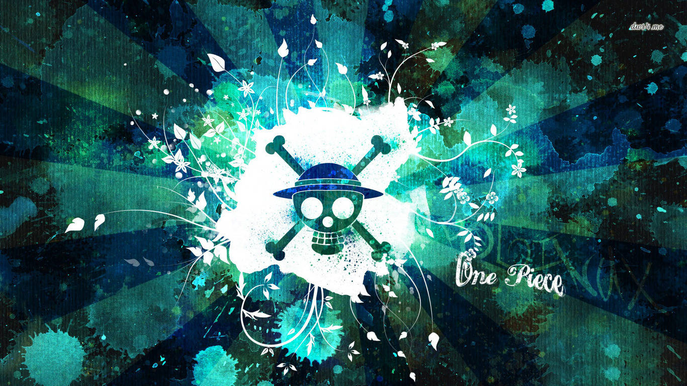 One Piece Blue Skull Logo Wallpaper