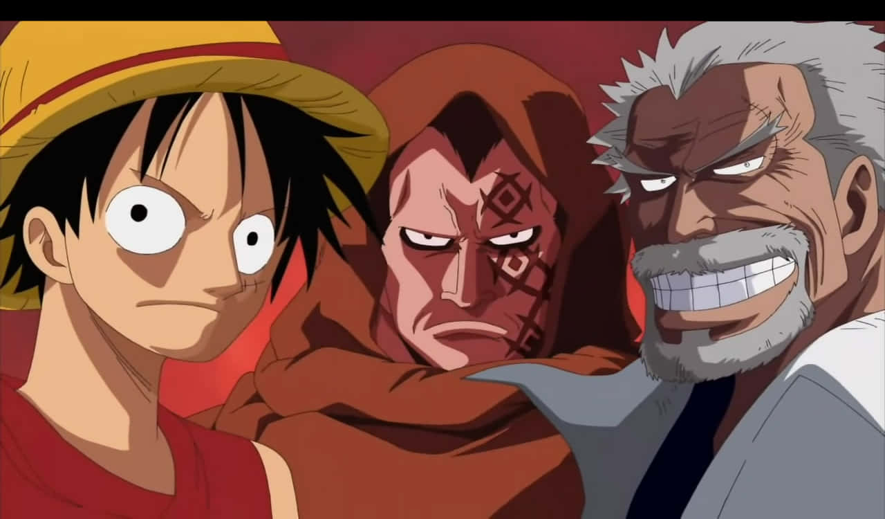 One Piece Characters Luffy Shanks Garp Wallpaper