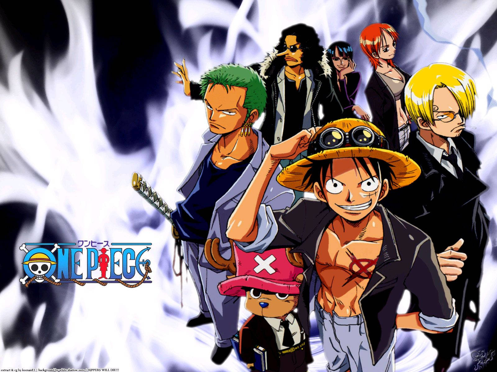One Piece Live Logo Posing Cast Wallpaper