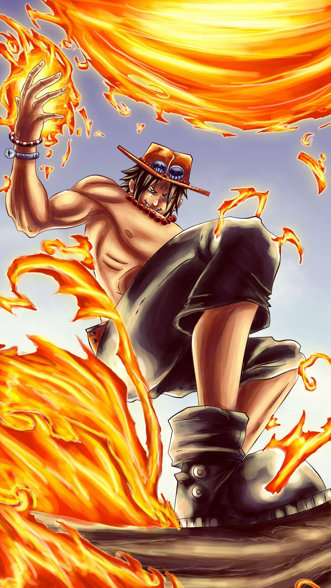 Download free One Piece Phone Ace Generating Fire Wallpaper -  MrWallpaper.com