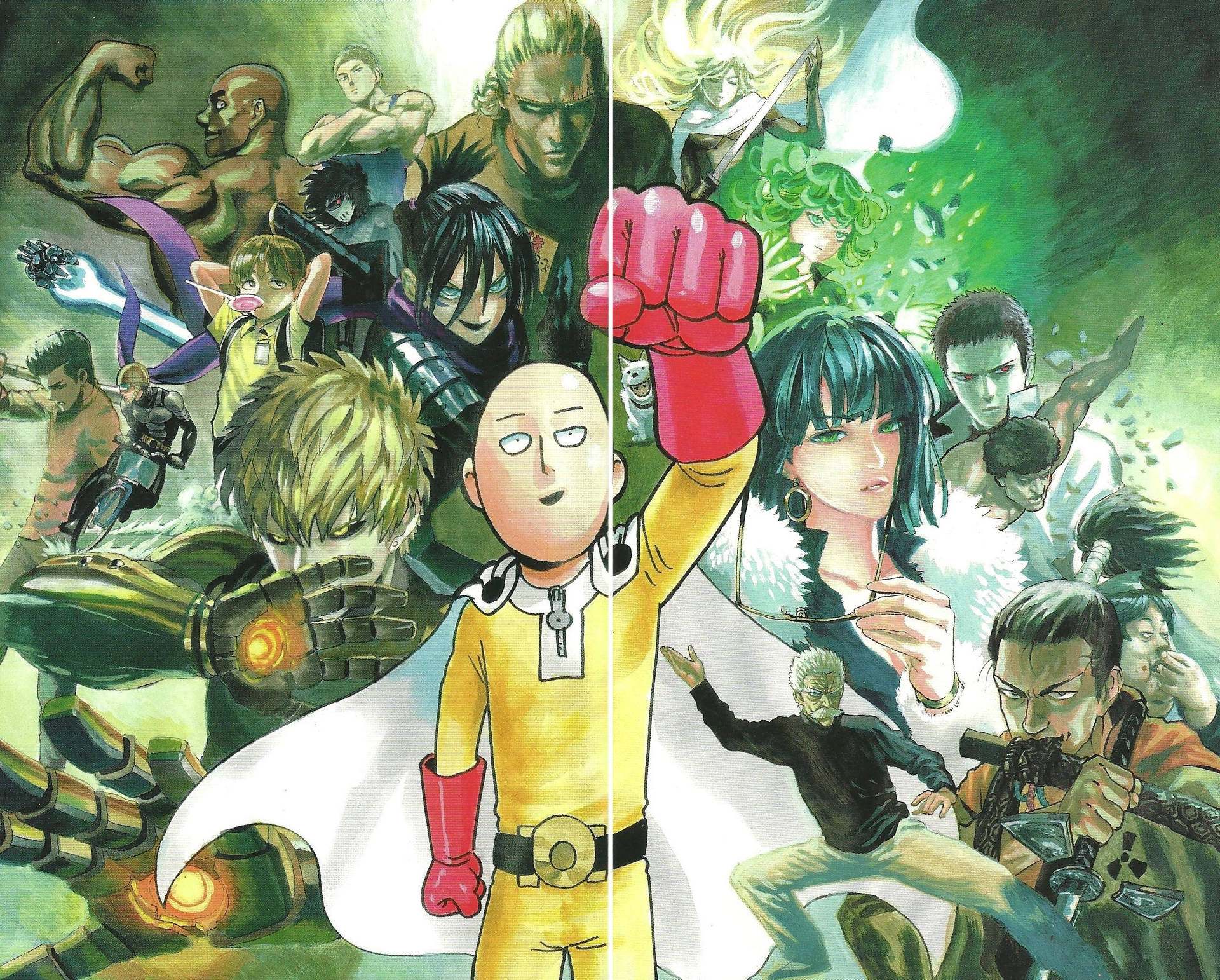 One Punch Man Character Collage Wallpaper