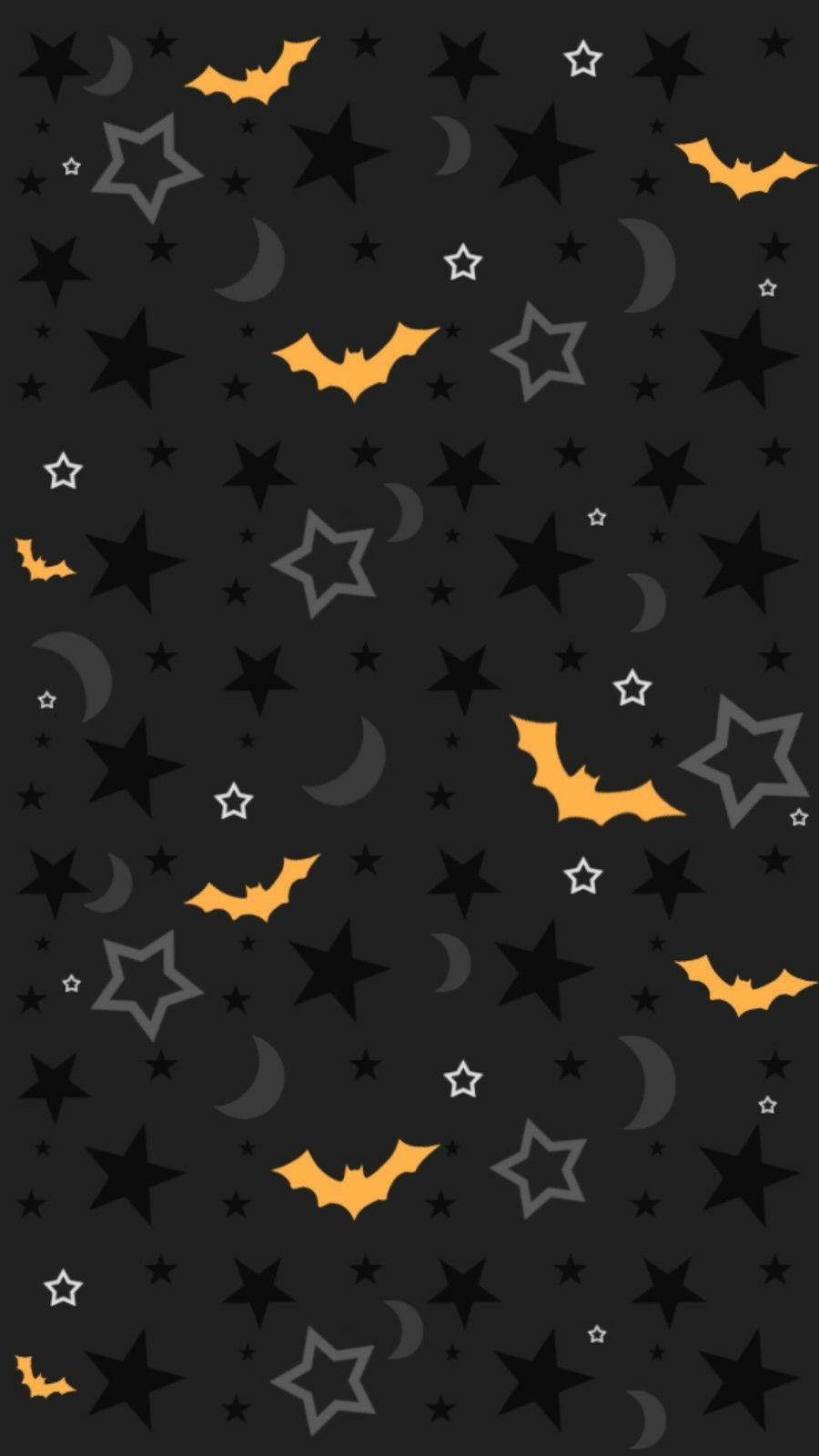 Orange Bats Halloween Phone Dark Wallpaper