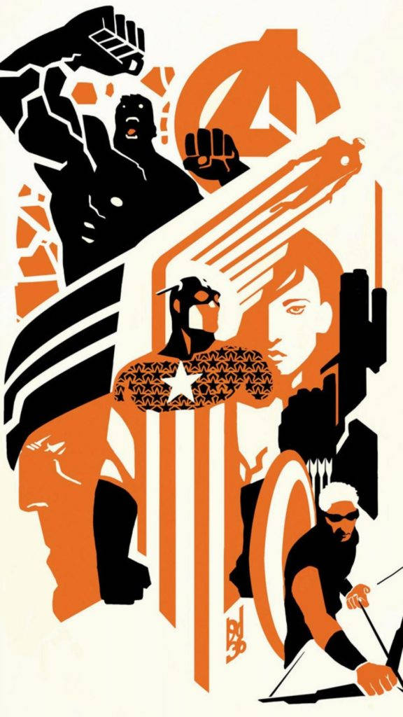 Orange Black Vector Avengers Phone Wallpaper