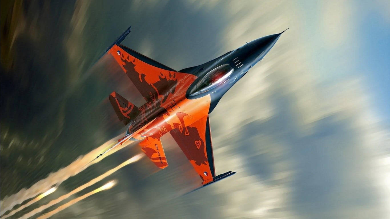 Orange Fighter Plane Wallpaper